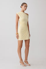 Alyn Off Shoulder Draped Mini Dress - Lemon