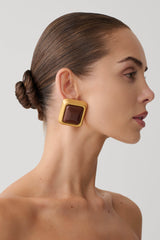 Inaya Square Stud Earring - Gold