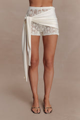 Liora Crochet Shorts With Knit Overlay - Ivory