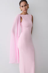 Farid Bandage Maxi Dress With Chiffon - Baby Pink