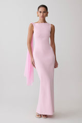 Farid Bandage Maxi Dress With Chiffon - Baby Pink