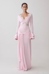 Electra Slinky Lace Maxi Dress - Ballet Pink