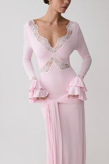 Electra Slinky Lace Maxi Dress - Ballet Pink