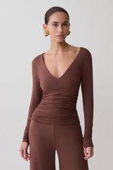 Sari Long Sleeve Modal Top - Chocolate