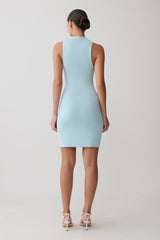 Hector Halter Neck Knit Mini Dress - Blue