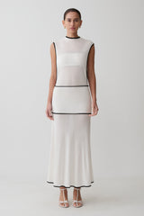 Aris Sleeveless Sheer Maxi Dress - Black/White