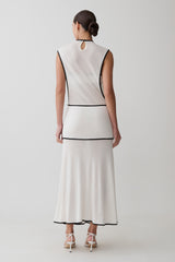 Aris Sleeveless Sheer Maxi Dress - Black/White