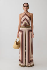 Rachel Chiffon Straight Leg Pants - Multi Stripe