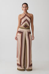 Rachel Chiffon Straight Leg Pants - Multi Stripe