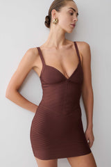 Maison Bandage Knit Mini Dress - Chocolate