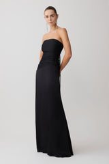 Serena Strapless Taffeta Maxi Dress - Black