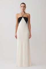 Hien Sequin Halter Maxi Dress - Black/Ivory