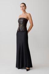 Thalia Faux Leather Boned Corset - Dark Chocolate