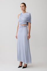 Adrienne One Shoulder Lurex Top - Pastel Blue