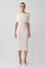 Zandie Cashmere Blend Knit Midi Dress - Ivory