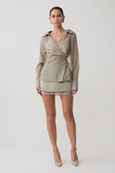 Frankie Satin Mini Skirt - Smoke