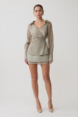 Frankie Satin Mini Skirt - Smoke