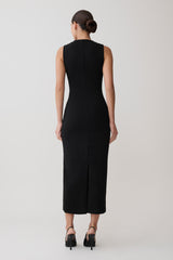 Norah Sleeveless Crepe Midi Dress - Black
