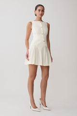 Mackenzie Sleeveless Pleated Mini Dress - Ivory