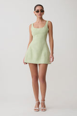 Beth Tweed Mini Dress - Pastel Green