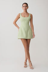 Beth Tweed Mini Dress - Pastel Green