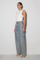 Tyla Diamante Denim Jeans - Blue/Green
