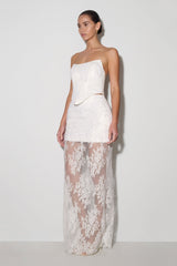 Camille Beaded Satin And Lace Corset Top - Ivory
