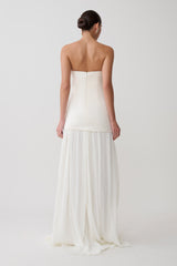 Juno Strapless Pleated Maxi Gown - White