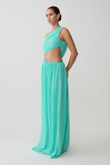 Aria Chiffon Cut Out Maxi Dress - Lagoon