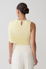 Adrienne One Shoulder Slinky Top - Lemon