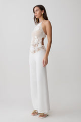 Miley Crochet Waistband Straight Leg Pant - Ivory