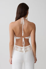 Miley Crochet Halter Top - Ivory