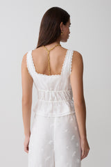 Vivian Embroidered Sleeveless Top - White