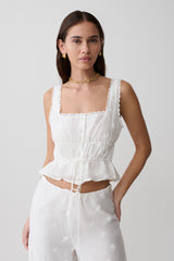 Vivian Embroidered Sleeveless Top - White