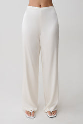 Kayla Silk Blend Straight Leg Pants - Ivory