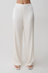 Kayla Silk Blend Straight Leg Pants - Ivory