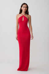 Ashtin Cross Front Knit Maxi Dress - Red