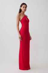 Ashtin Cross Front Knit Maxi Dress - Red