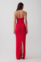 Ashtin Cross Front Knit Maxi Dress - Red