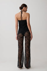 Theodosia Wide Leg Lace Pants - Black