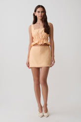 Vivian Embroidered Mini Skirt - Orange