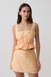 Vivian Embroidered Sleeveless Top - Orange
