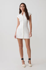 Sheriden Collared Mini Denim Dress - White