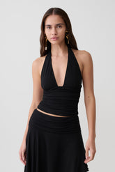Peregrine Modal Gathered Halter Top - Black