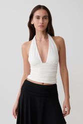 Peregrine Modal Gathered Halter Top - White