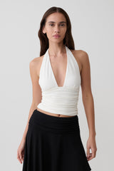 Peregrine Modal Gathered Halter Top - White