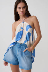 Jace A-Line Denim Shorts - Summer Blue