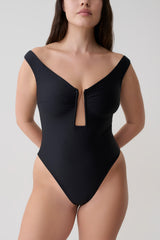 Yumi U-Wire Plunge One Piece Swimsuit - Black