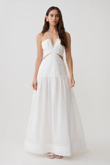 Fiona Linen Halter Maxi Dress - White