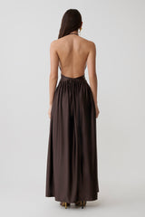 Cypress Halter Maxi Dress - Chocolate